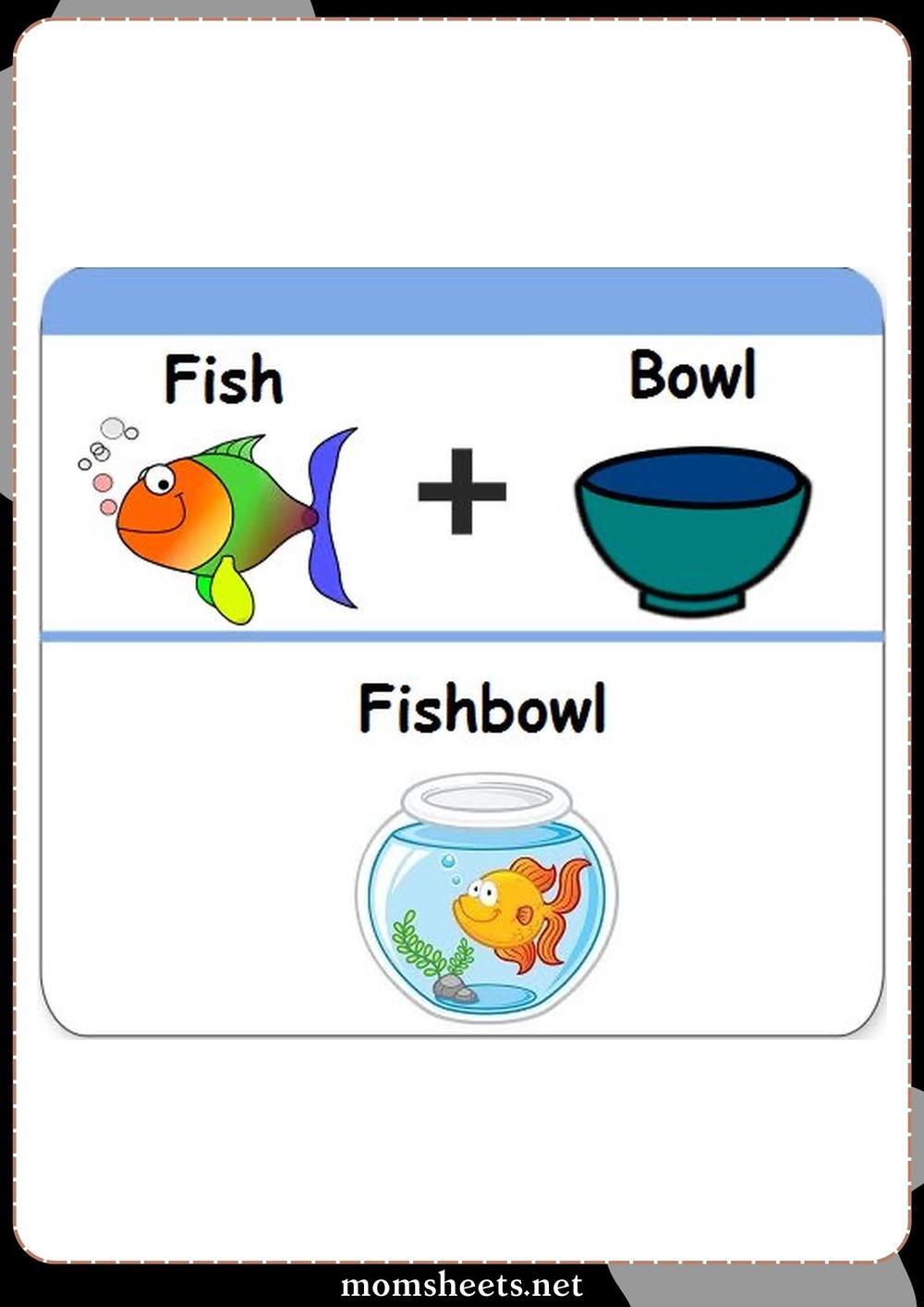 Fishbowl compound word Flashcards worksheets