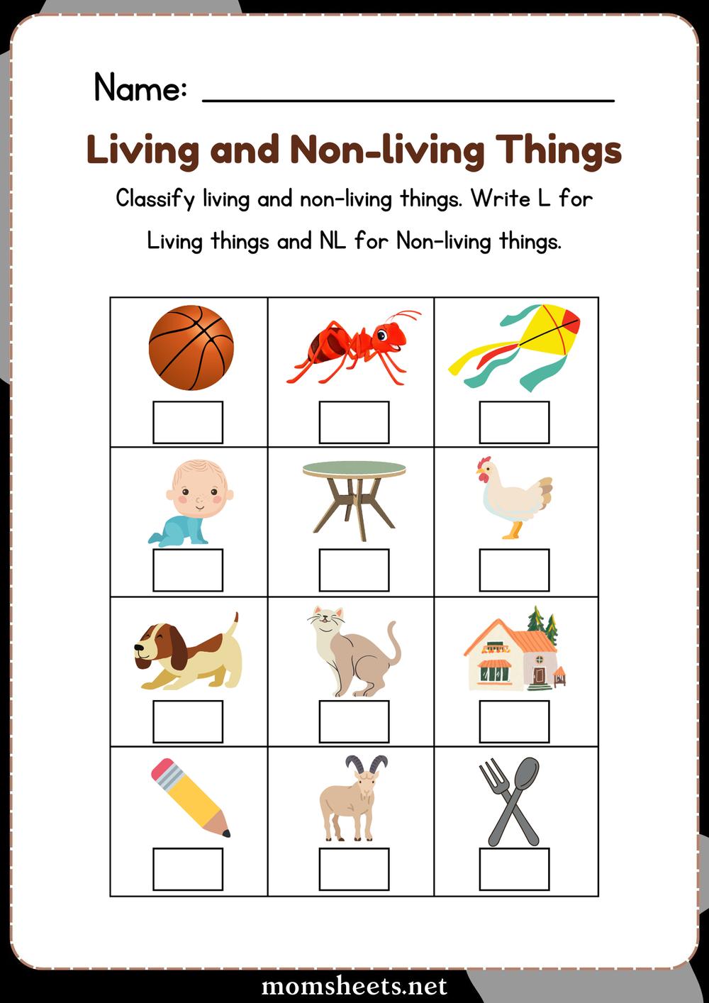 Living and Non-living Things Classify Worksheet | worksheets ...