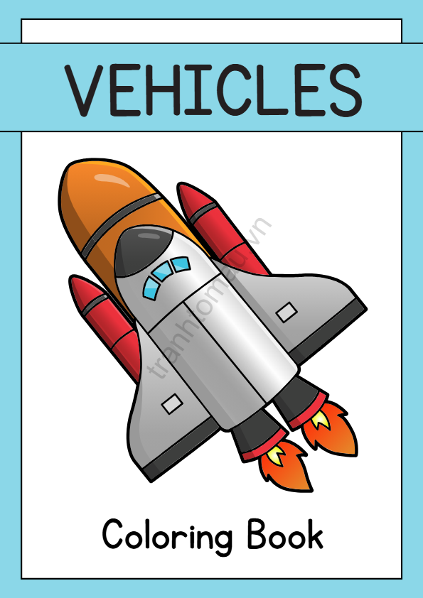 Tô Màu Và Viết Về Các Phương Tiện Giao Thông, Black White Vehicles Coloring And Writing Worksheets