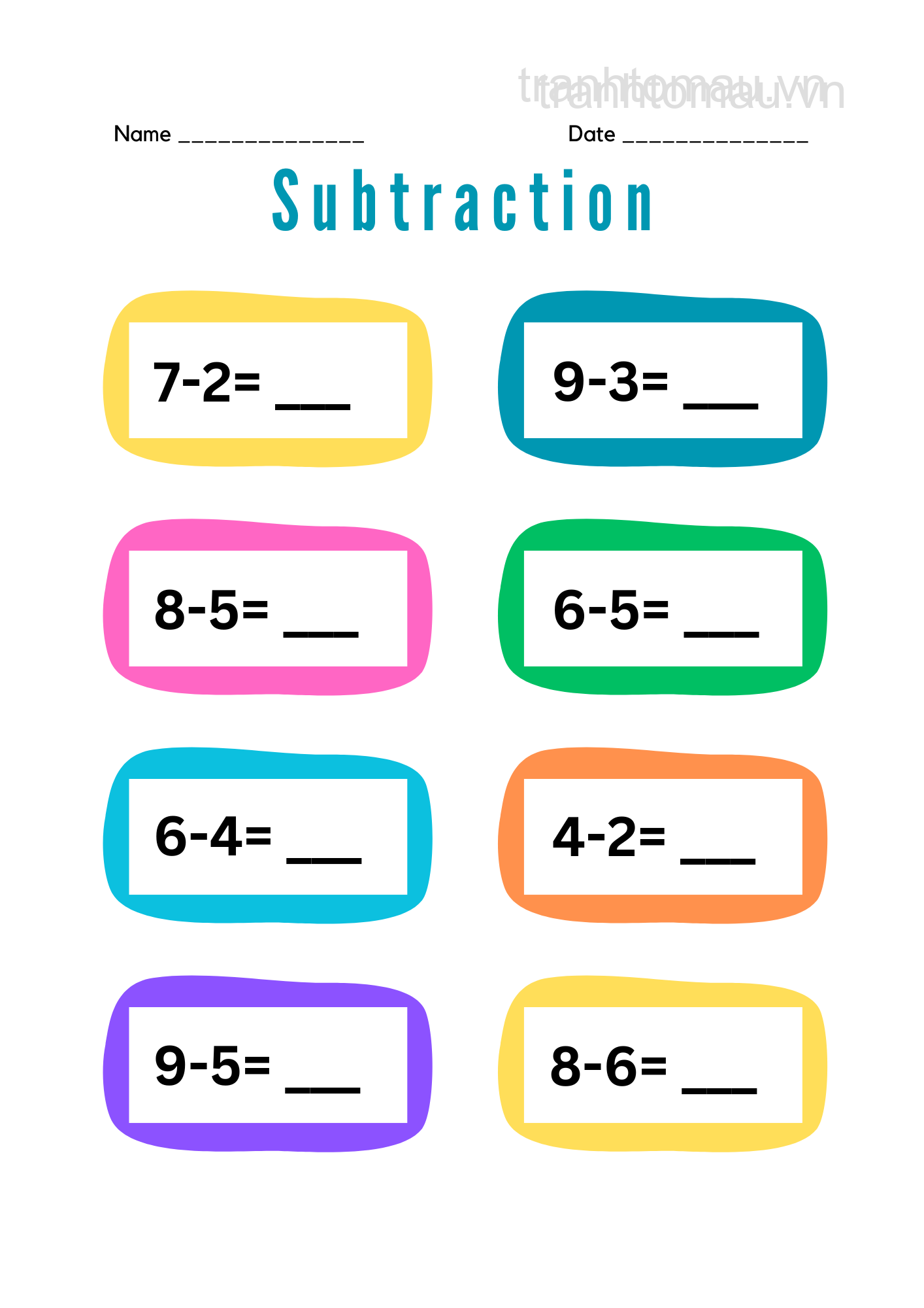 Học Liệu Dạy Toán Cho Bé 3-6T Addition Worksheet