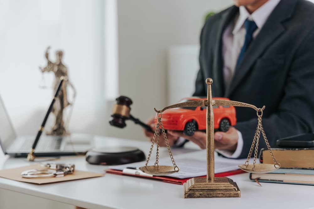 Workspace showing evidence and notes for a denver car accident review