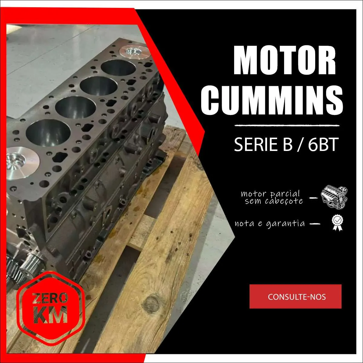Motor Cummins Série B –  6bt sem cabeçote
