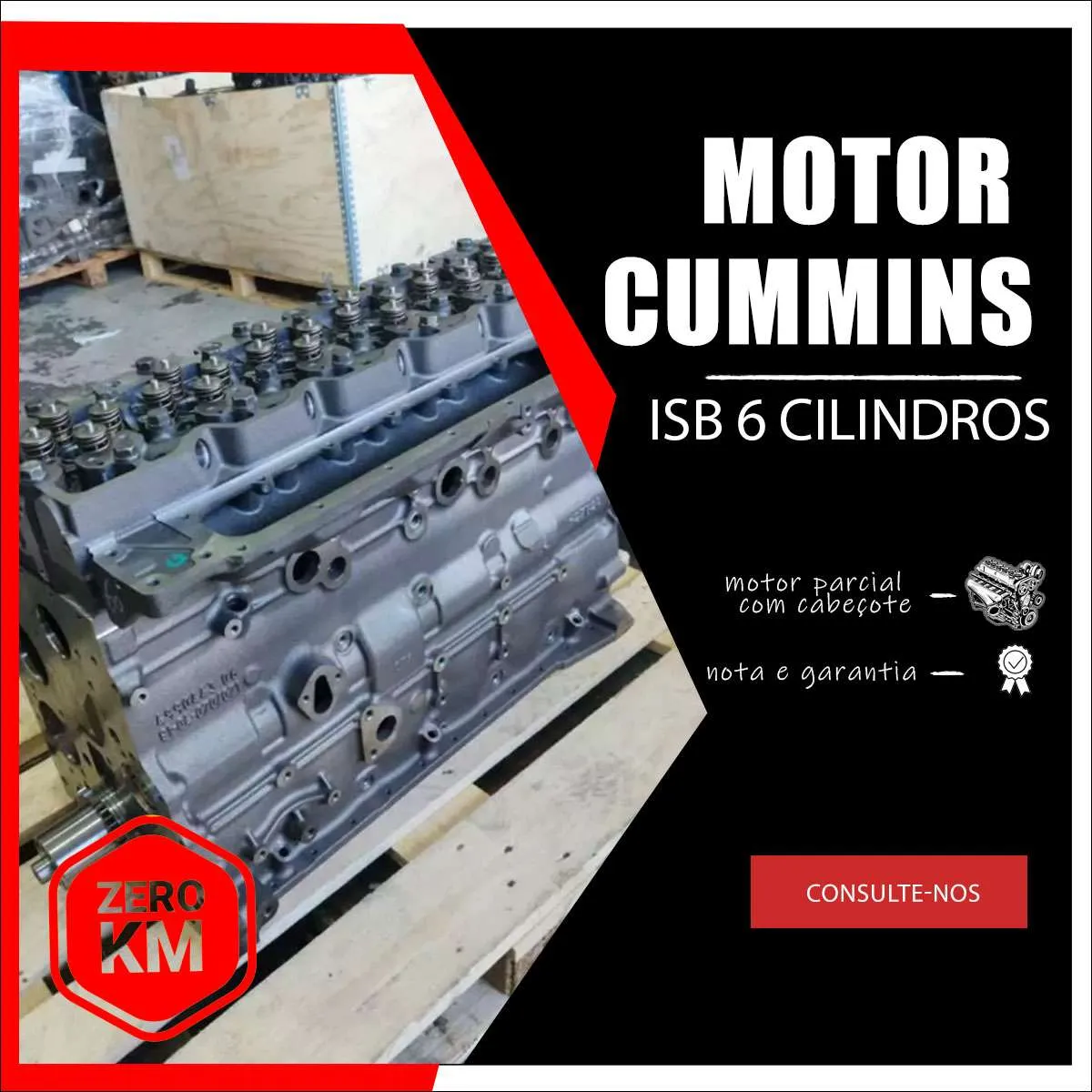 Motor Cummins ISB 6 cilindros parcial novo