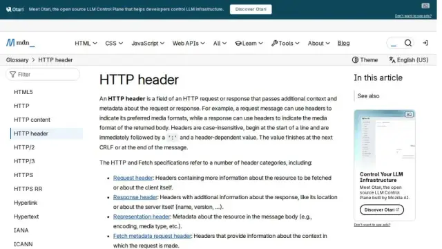 HTTP header - Glossary