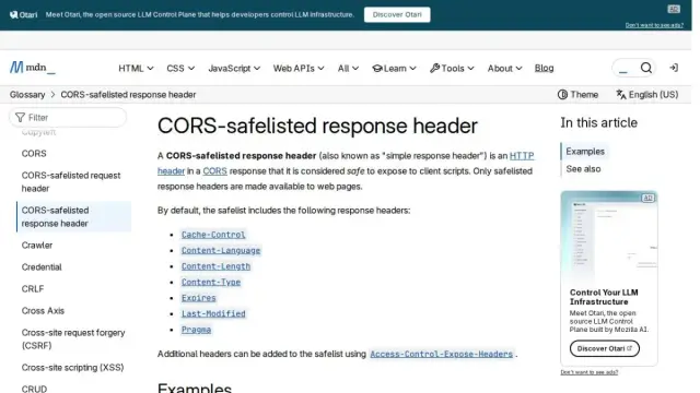 CORS-safelisted response header - Glossary