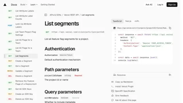 List segments | Vercel REST API