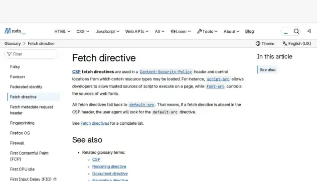 Fetch directive - Glossary