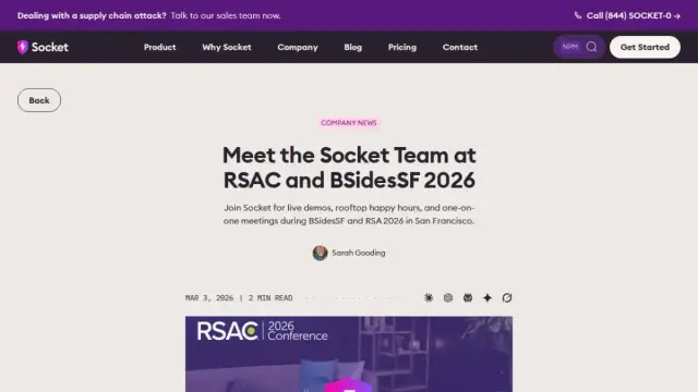 Meet the Socket Team at RSAC and BSidesSF 2026