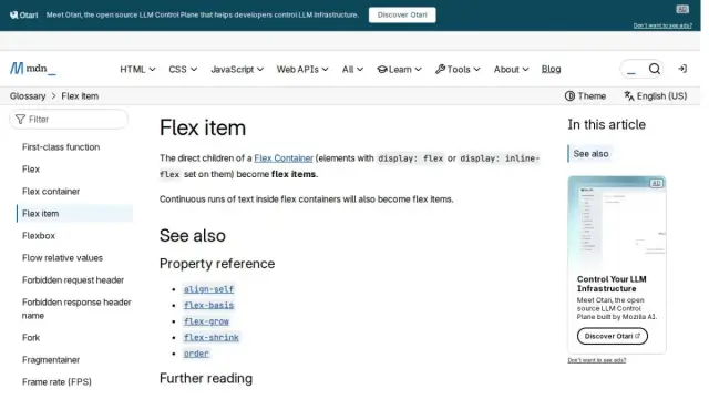 Flex item - Glossary