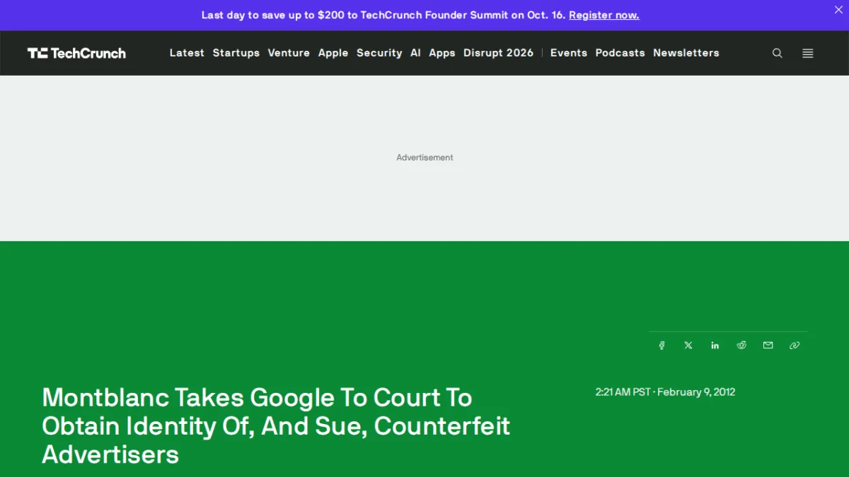 Montblanc Takes Google To Court To Obtain Identity Of, And Sue, Counterfeit Advertisers