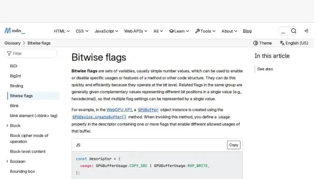 Bitwise flags - Glossary