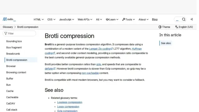 Brotli compression - Glossary