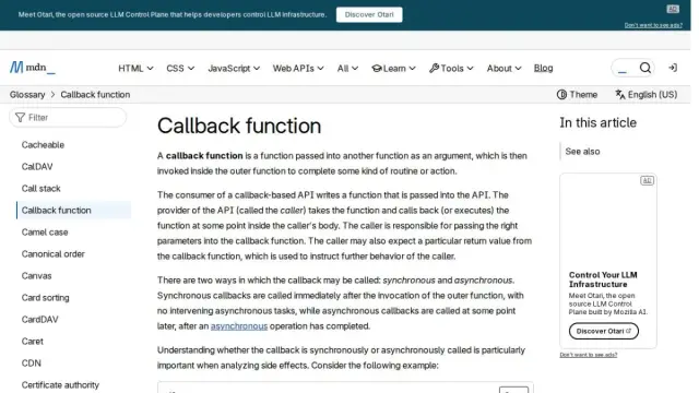Callback function - Glossary