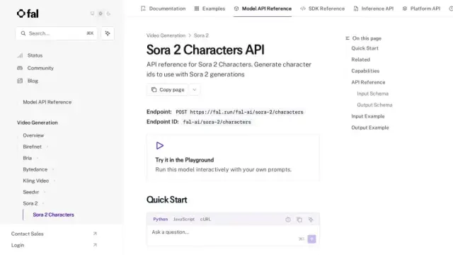 Sora 2 Characters API - fal