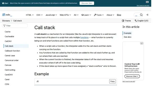 Call stack - Glossary