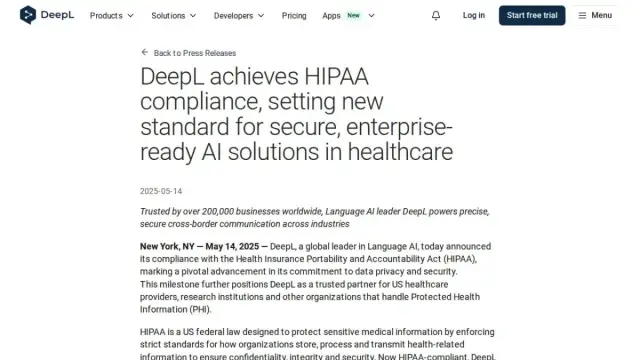 DeepL achieves HIPAA compliance, setting new standard for secure, enterprise-ready AI solutions in
