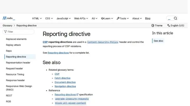 Reporting directive - Glossary