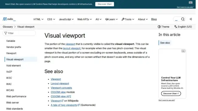 Visual viewport - Glossary