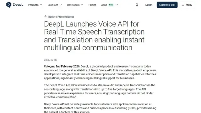 DeepL Launches Voice API for Real-Time Speech Transcription and Translation enabling instant