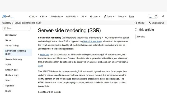 Server-side rendering (SSR) - Glossary