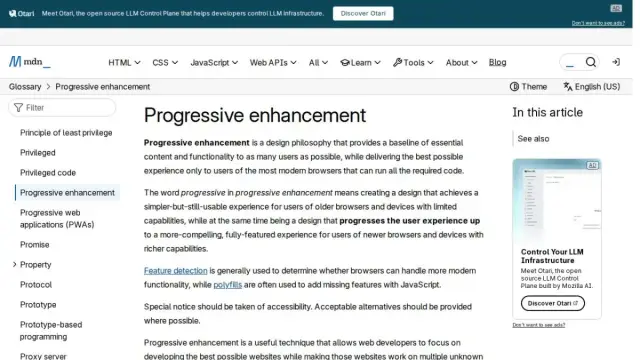 Progressive enhancement - Glossary