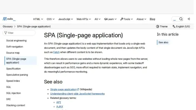 SPA (Single-page application) - Glossary