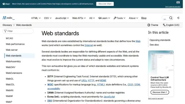 Web standards - Glossary