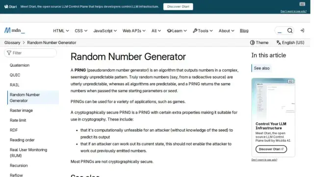 Random Number Generator - Glossary