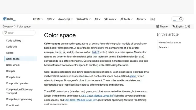 Color space - Glossary