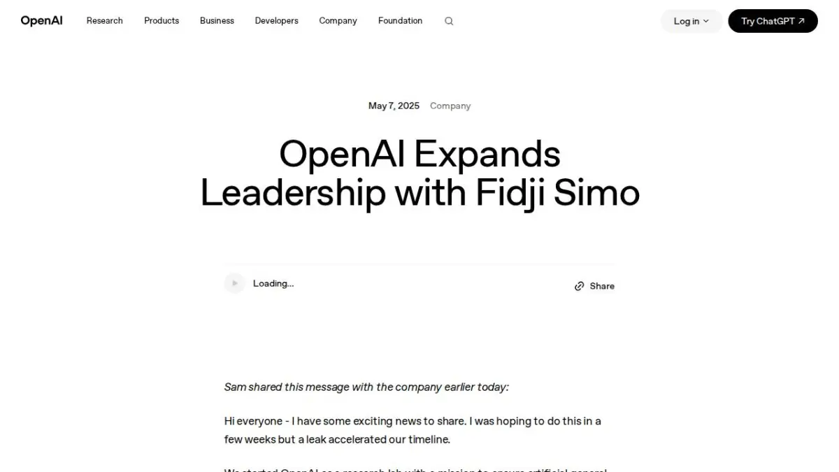 OpenAI Expands Leadership with Fidji Simo