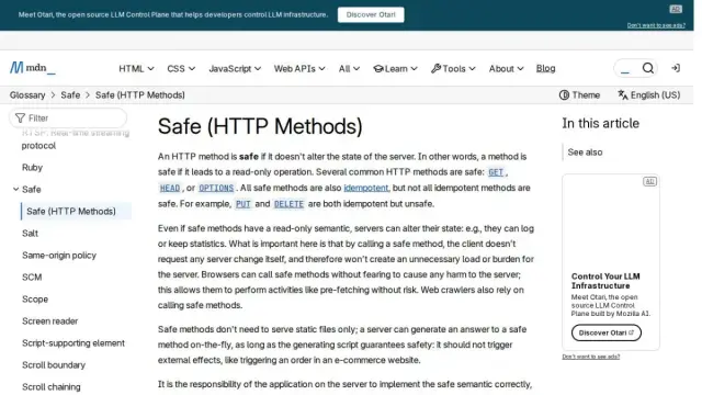 Safe (HTTP Methods) - Glossary
