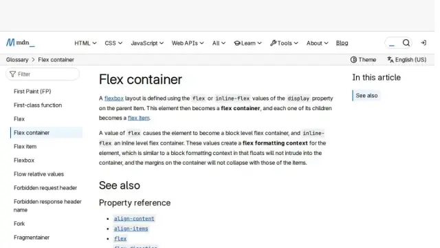 Flex container - Glossary