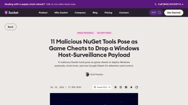 11 Malicious NuGet Tools Pose as Game Cheats to Drop a Windows Host-Surveillance Payload