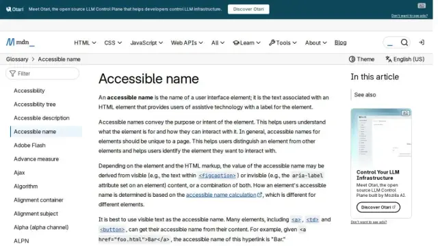 Accessible name - Glossary