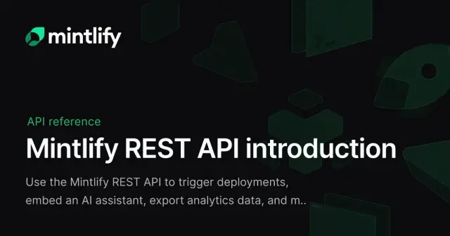 Mintlify REST API introduction - Mintlify