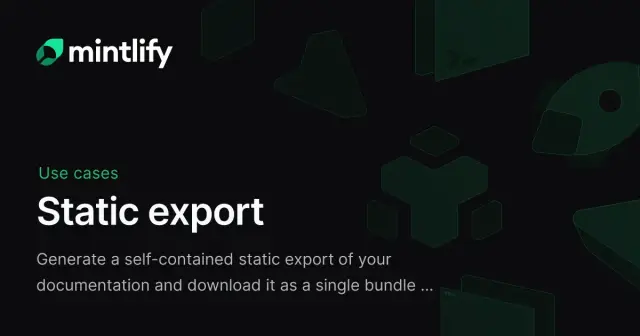 Static export - Mintlify
