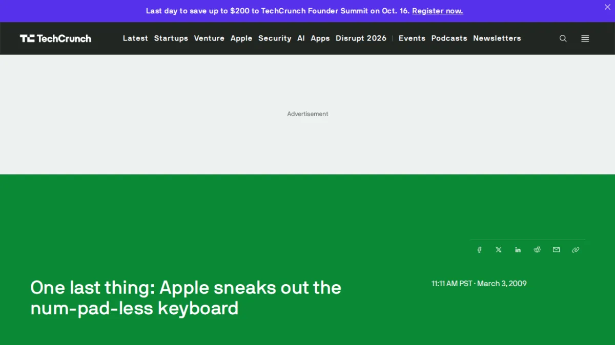 One last thing: Apple sneaks out the num-pad-less keyboard