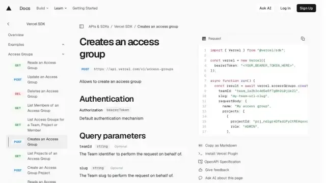 Creates an access group