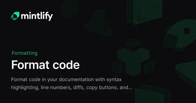 Format code - Mintlify