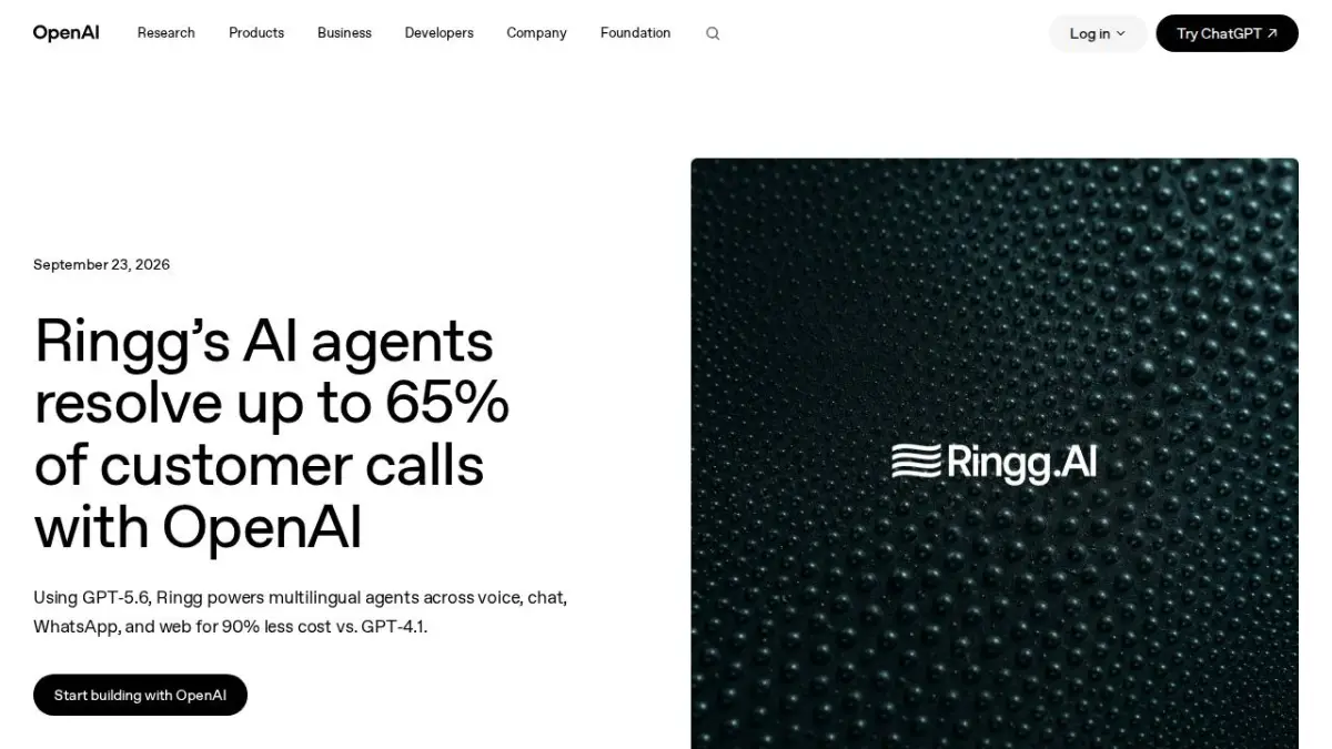 Ringg’s AI agents resolve up to 65% of customer calls with OpenAI