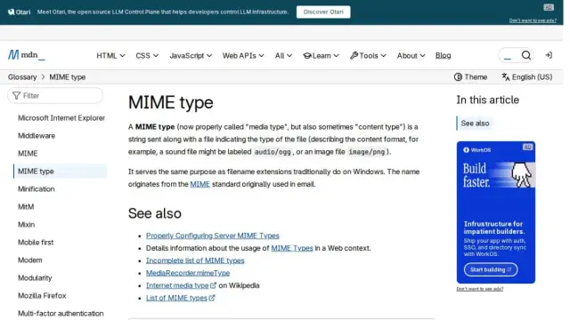 MIME type - Glossary