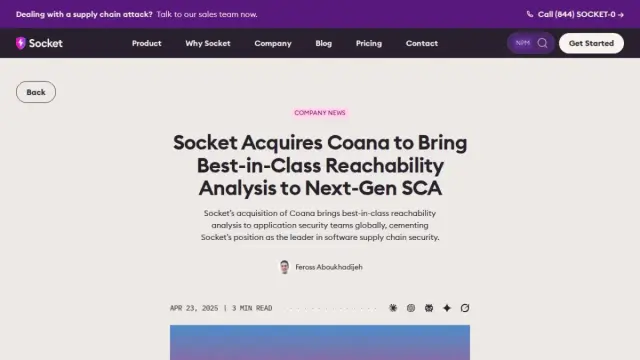 Socket Acquires Coana to Bring Best-in-Class Reachability Analysis to Next-Gen SCA