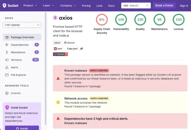 Supply Chain Attack on Axios Pulls Malicious Dependency from npm