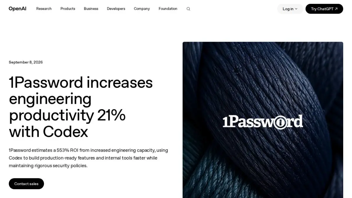 1Password increases engineering productivity 21% with Codex