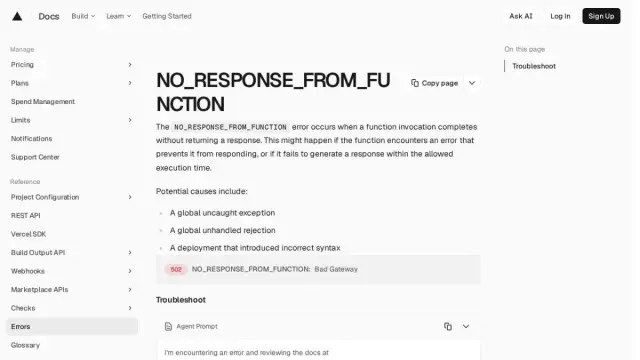 NO_RESPONSE_FROM_FUNCTION