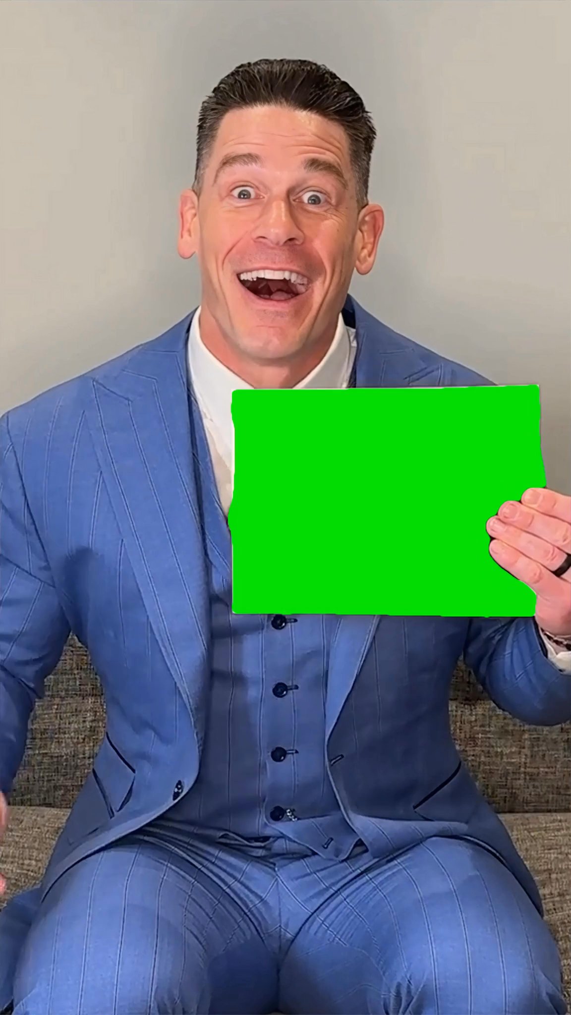 John Cena holding a sign Meme Green Screen 4k