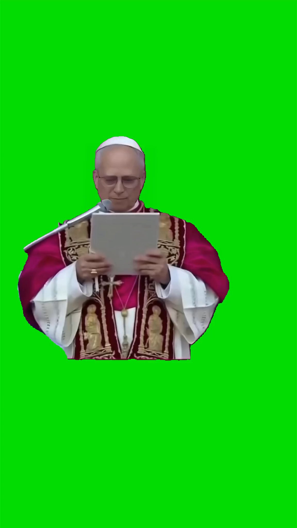 Pope reading Brainrot Green Screen 
