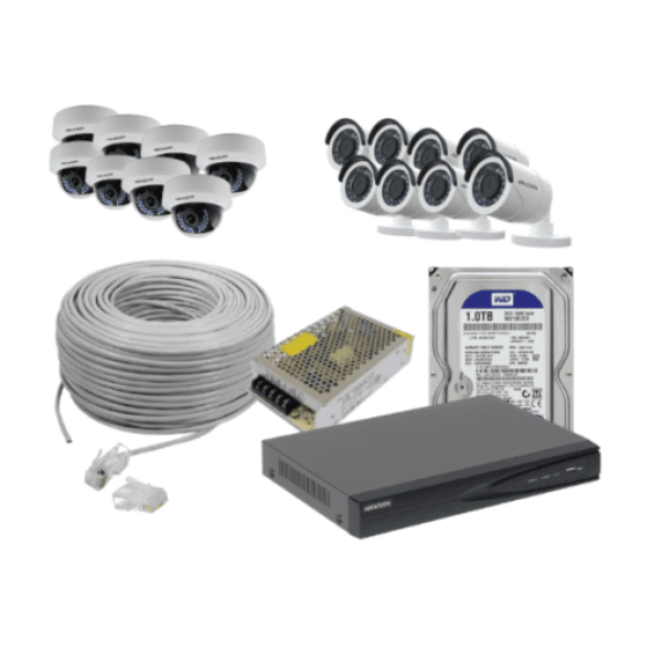 Hikvision 16 Channel NVR Kit. (16pcs 2 MP cameras, 16 channel NVR, 4TB HDD.)