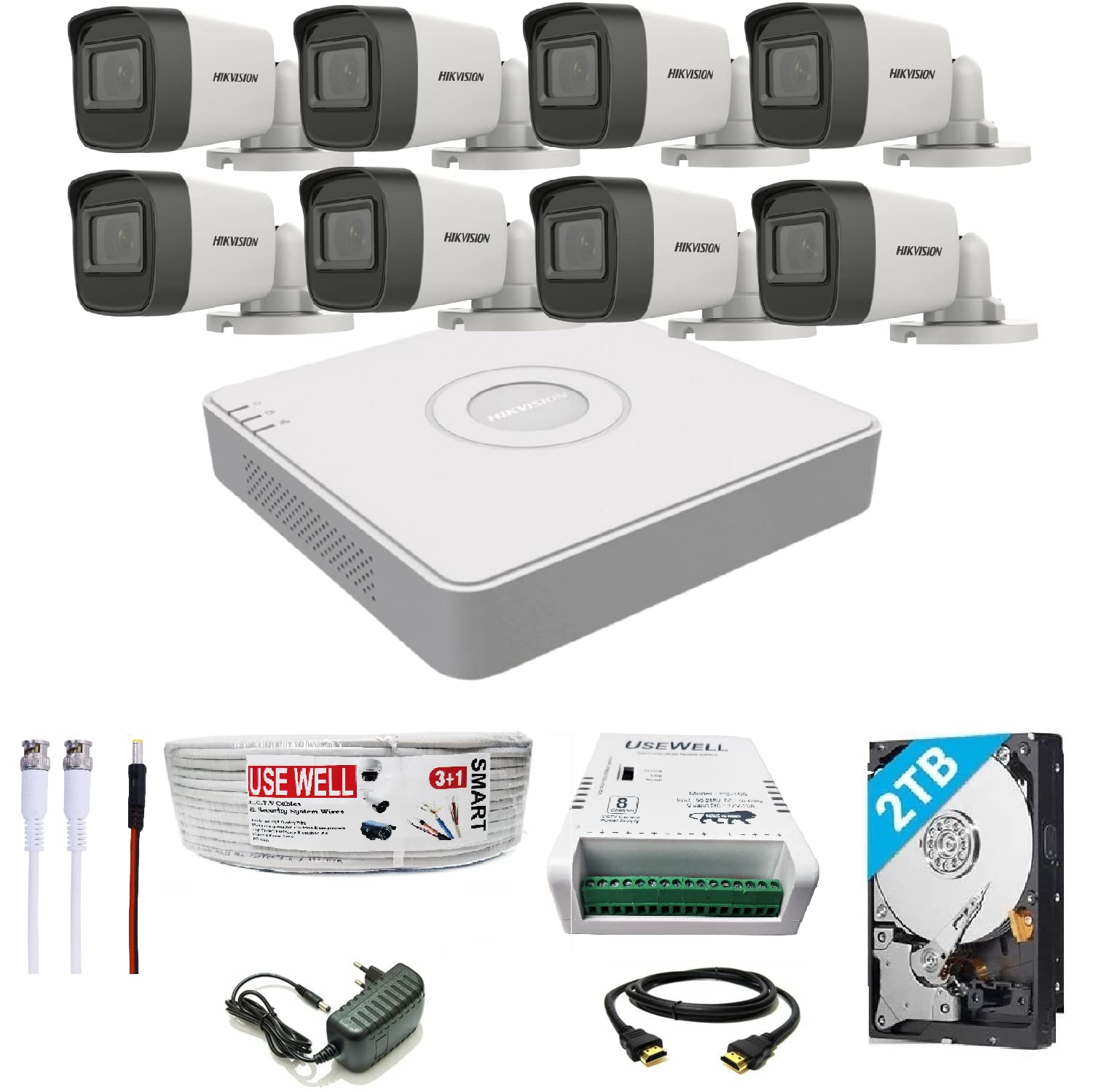 Hikvision 10 CCTV Color Day with 16 Channel DVR Machine Ds 7100 series  300m cable