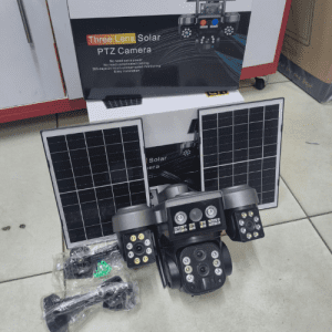 V380 Triple Lens Solar PTZ Camera with Red & Blue Light Alarm
